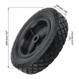 MOUYAT universal replacement wheel; side view shows compatibility with dollies and hand trucks.