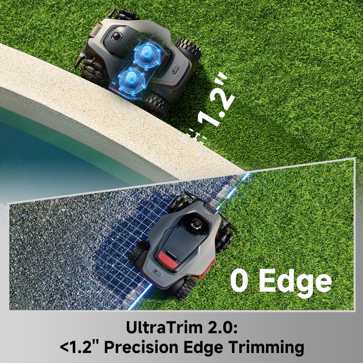 MOVA LiDAX Ultra 3000 edge-cutting delivers clean borders.