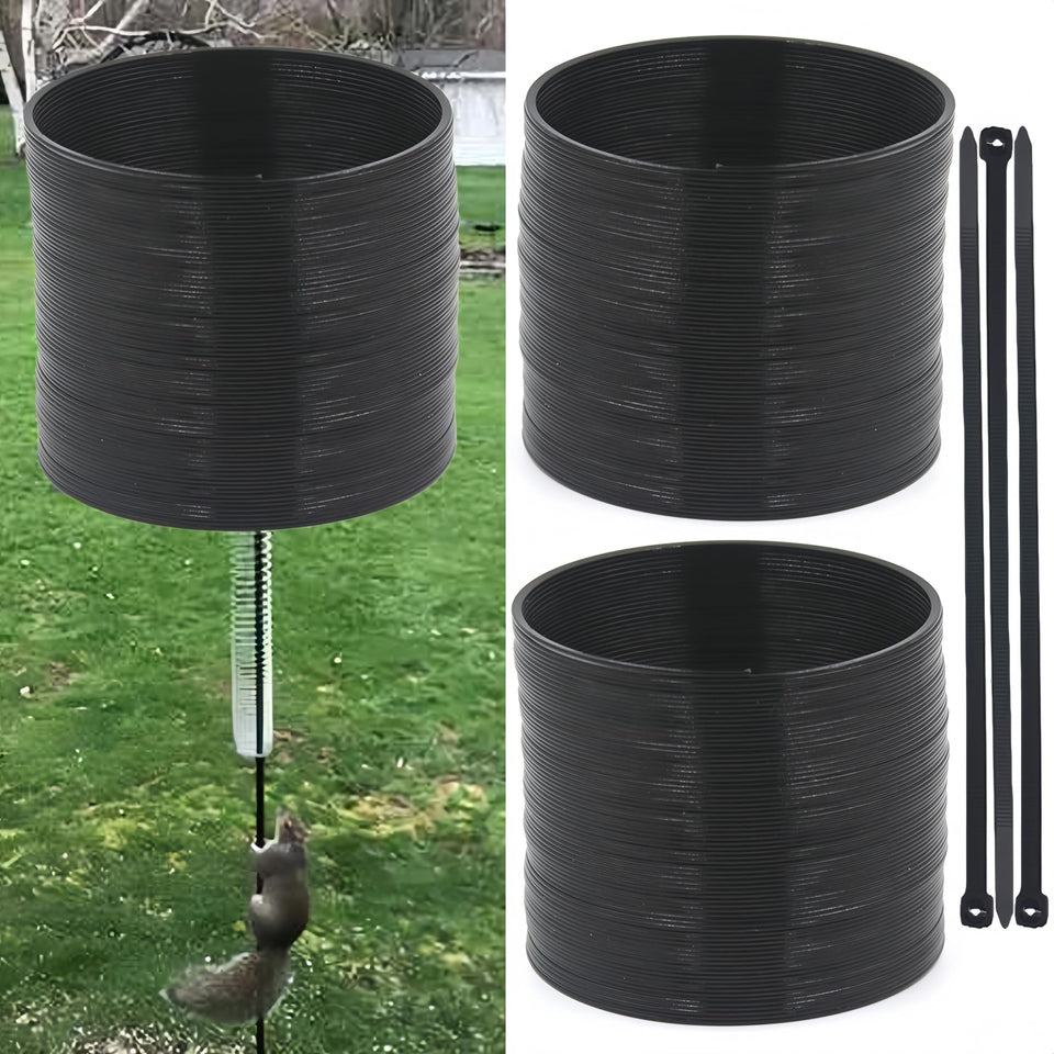 Movbudy Squirrel Baffle on a feeder pole protecting against climbers