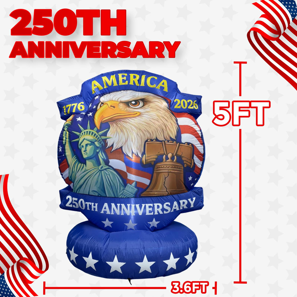 Mowholm 1776-2026 bald eagle inflatable celebrating america 250th anniversary theme.