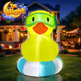 Mowholm stakes and ropes secure the inflatable outdoors