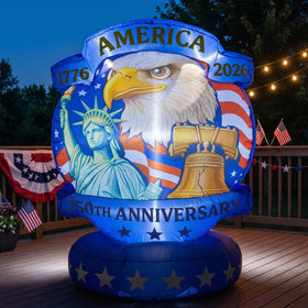 Mowholm patriotic yard display ready for seasonal celebrations.