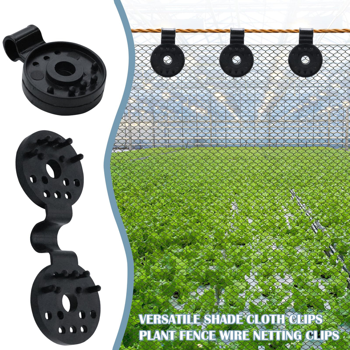 Mowpun outdoor shade-netting clip providing quick setup for patio shade.