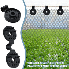 Mowpun outdoor shade-netting clip providing quick setup for patio shade.