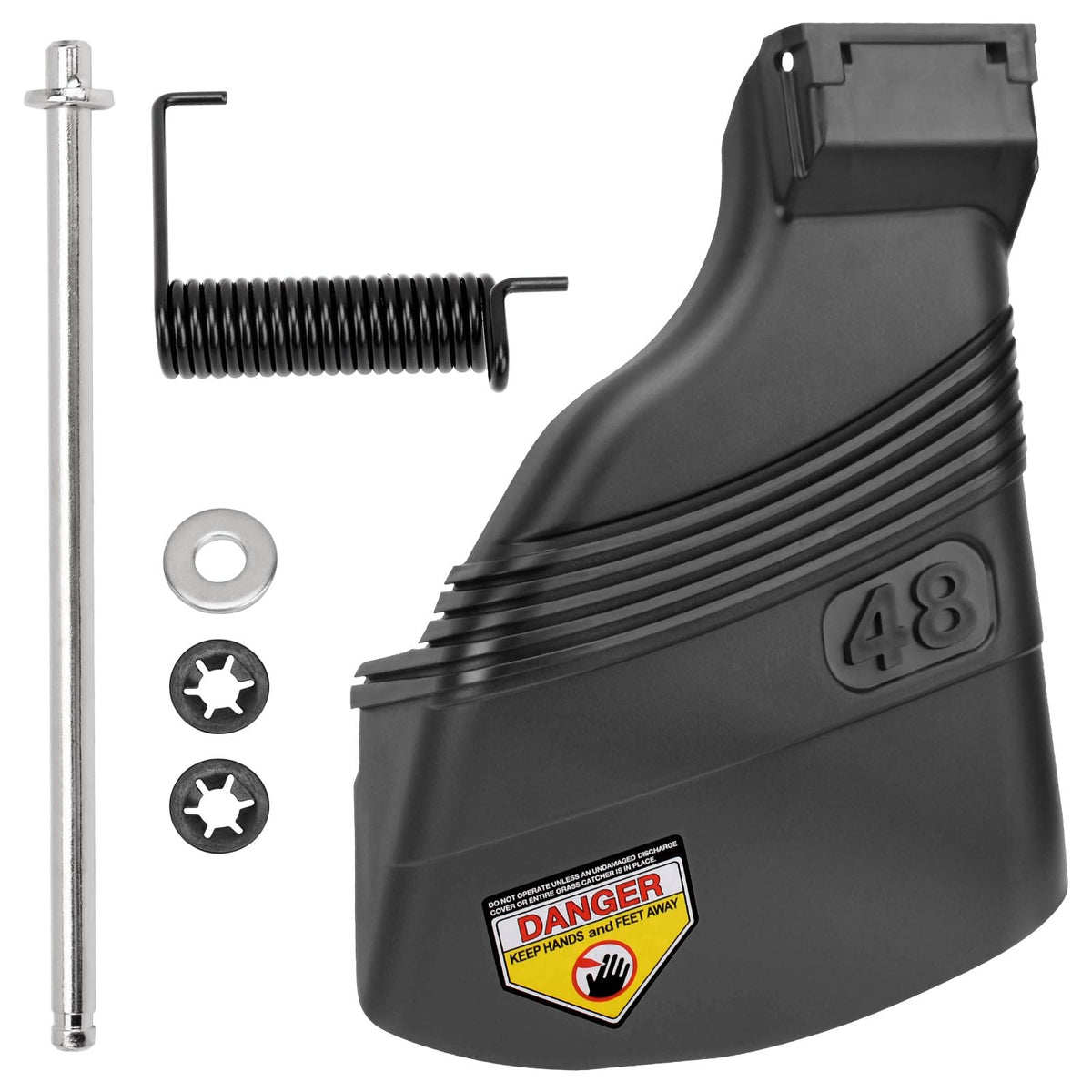 MOWZXL Deflector Chute close-up with springs, durable build and easy assembly