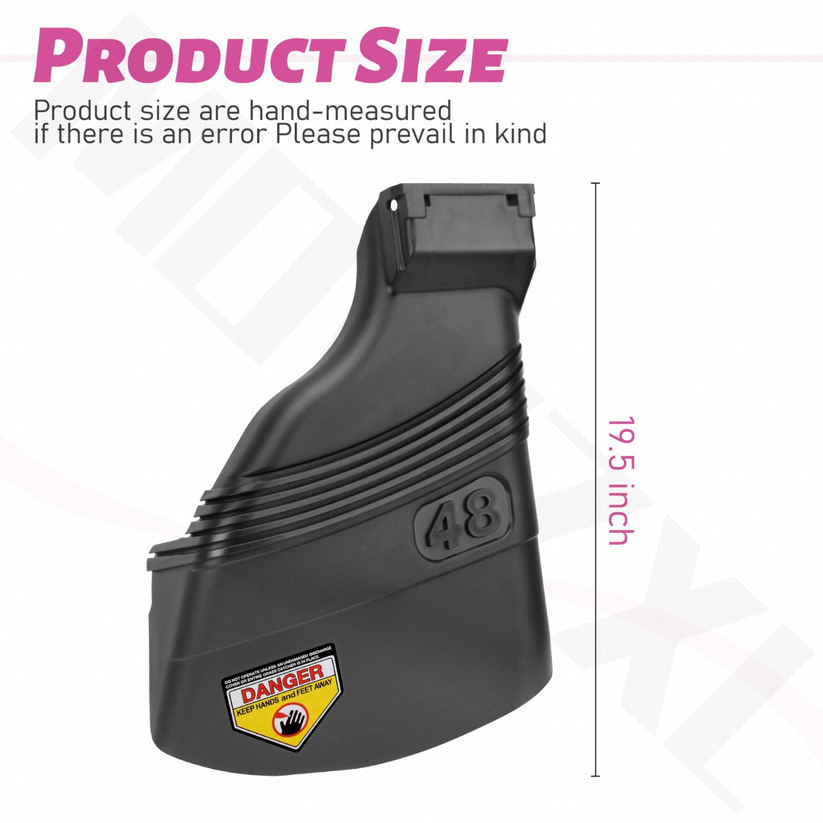 MOWZXL Deflector Chute with irons and spacers reinforces secure installation