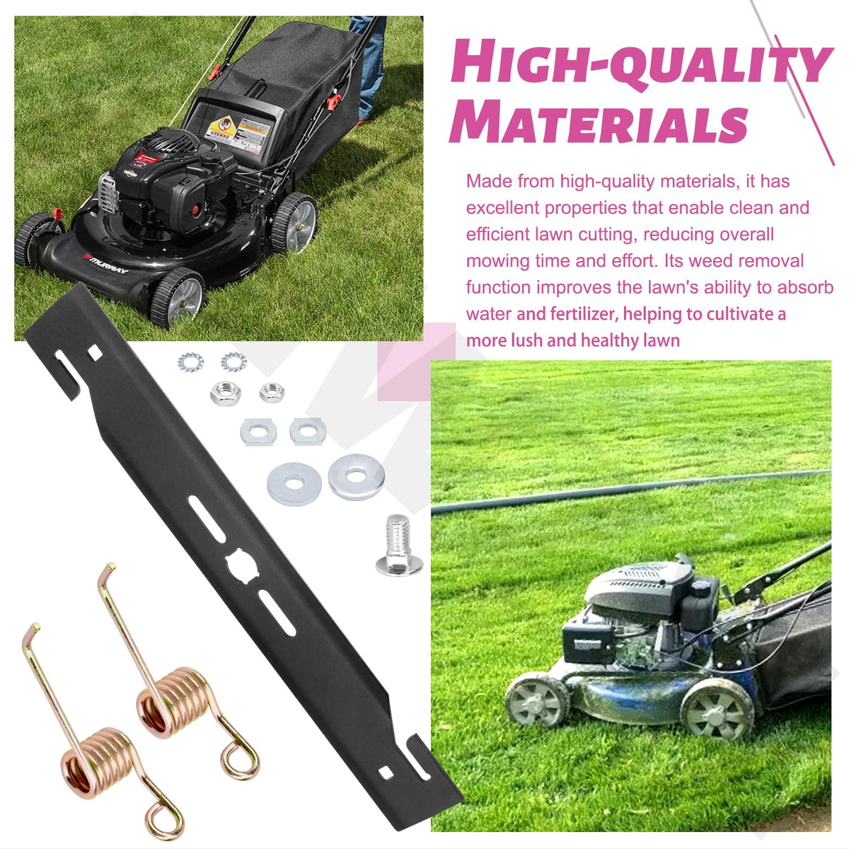 MOWZXL installation accessories in use for quick mower blade replacement.