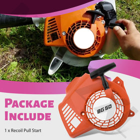 MOWZXL installed on a Stihl Bg50 leaf blower in red ready to use.