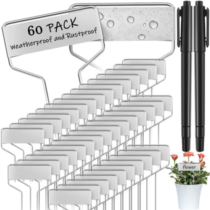 Moxweyeni metal garden tags bundle with 60 pieces for easy plant labeling.