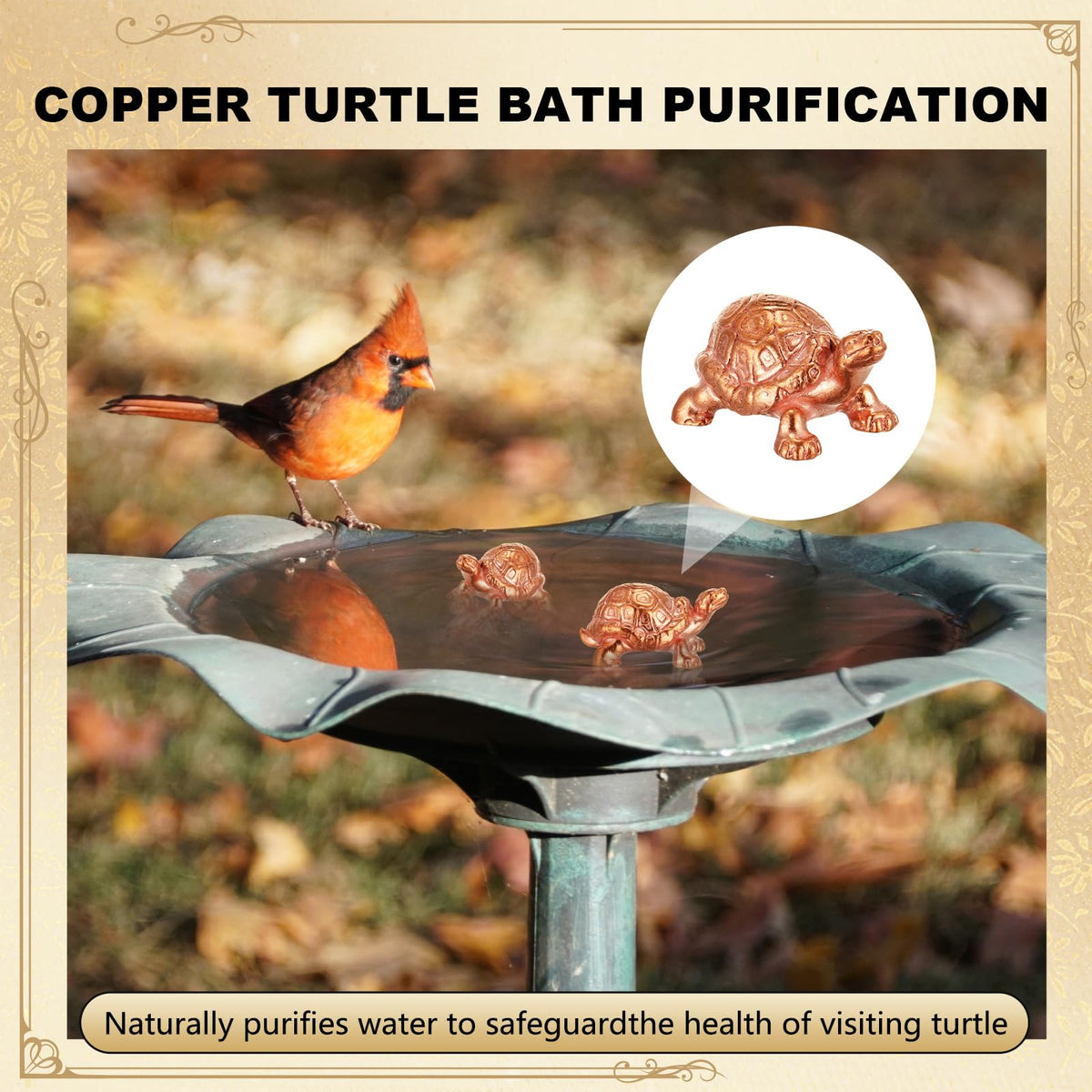 Moxweyeni outdoor-use copper disk fits most birdbaths for easy maintenance.
