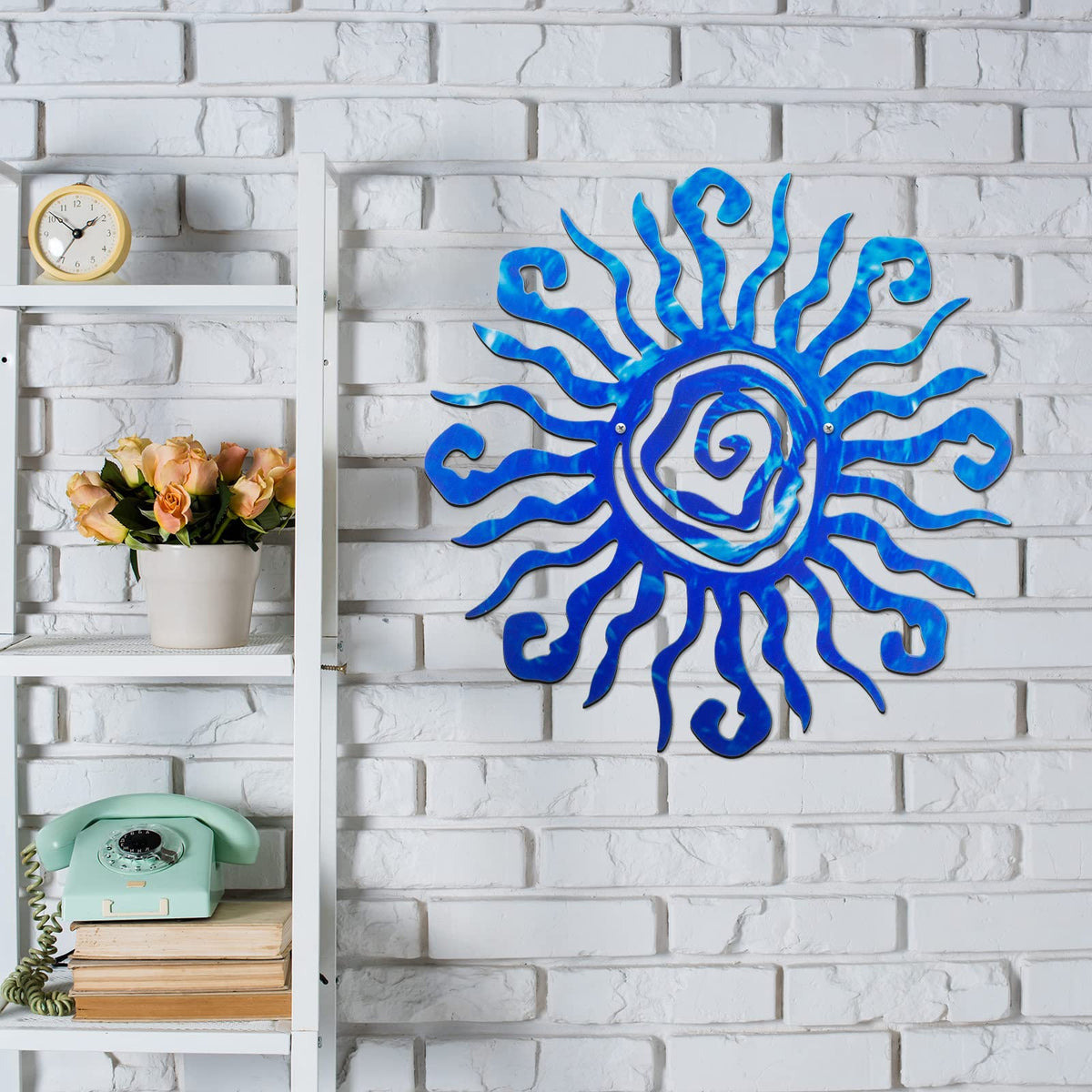 Moxweyeni sun art metal garden decor, weather-resistant outdoor display.