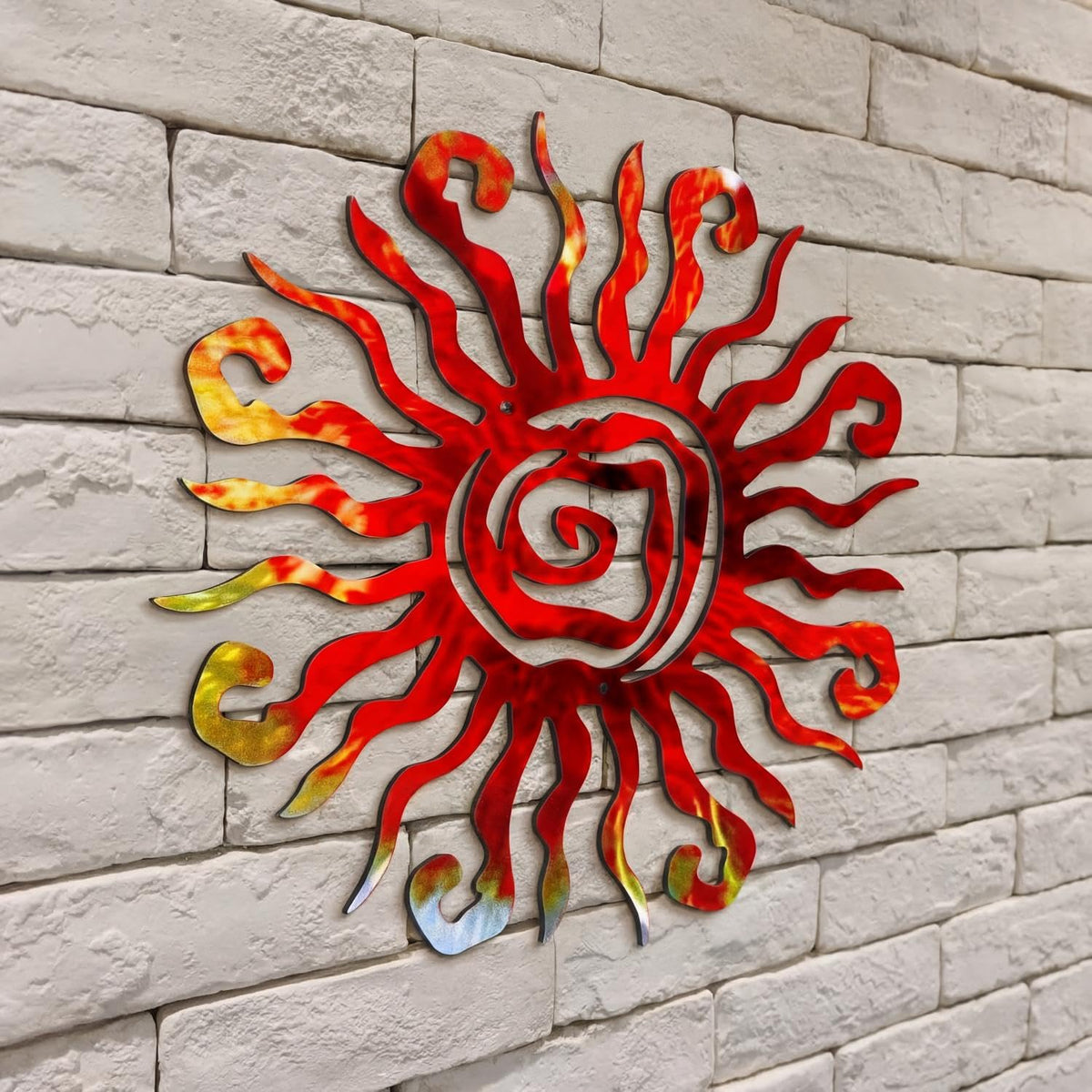 Moxweyeni sun wall art ready for outdoor display, brightens patios and facades