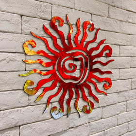Moxweyeni sun wall art ready for outdoor display, brightens patios and facades
