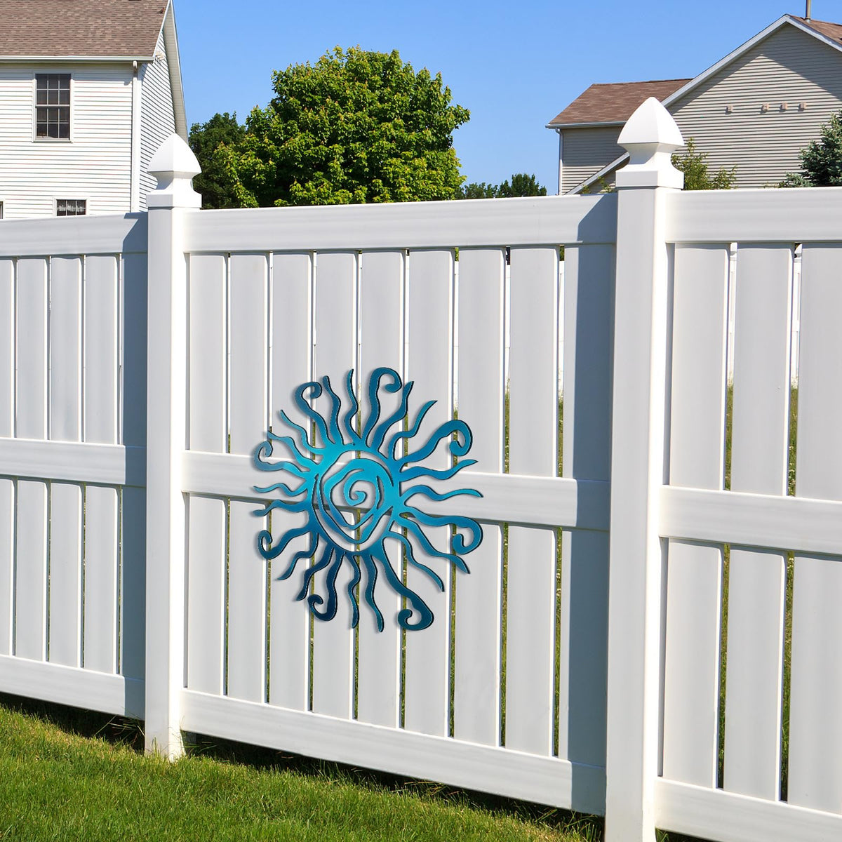 Pre-drilled holes for easy hanging with Moxweyeni sun art