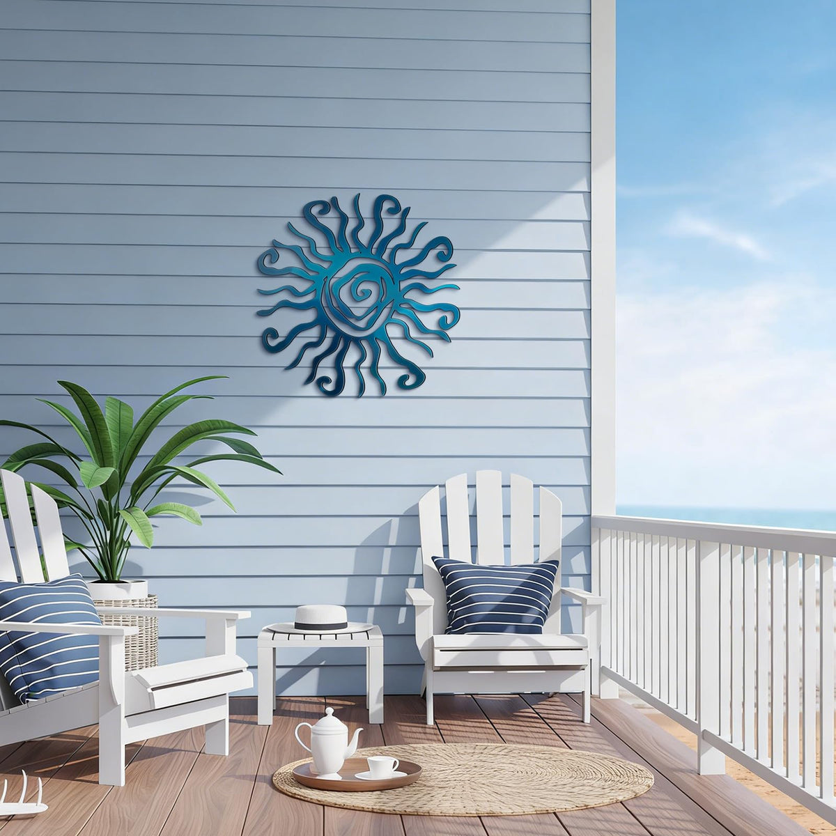 Wacky sun metal wall decor by Moxweyeni sparkles in sunlight