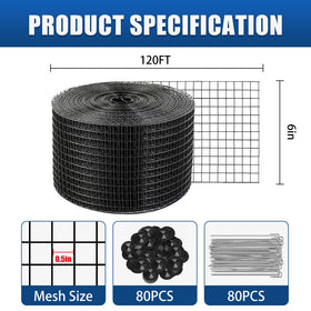 Moyios black PVC-coated steel mesh close-up showing corrosion resistance