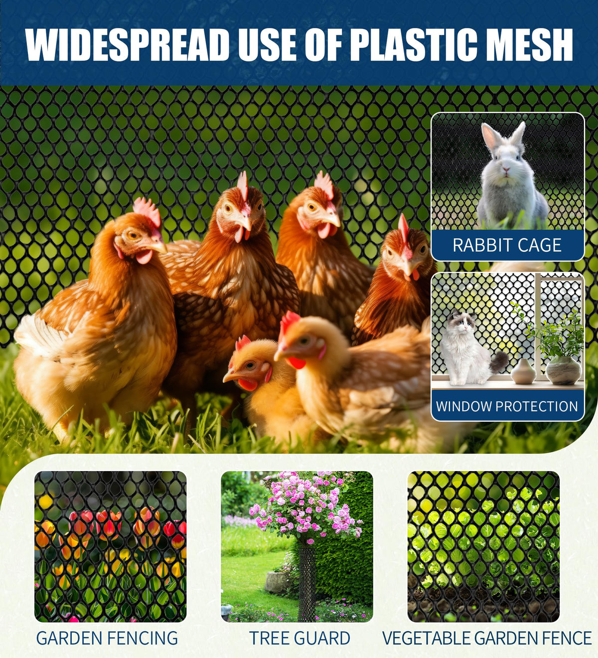Moyios coop-barrier mesh helps contain poultry while promoting airflow.