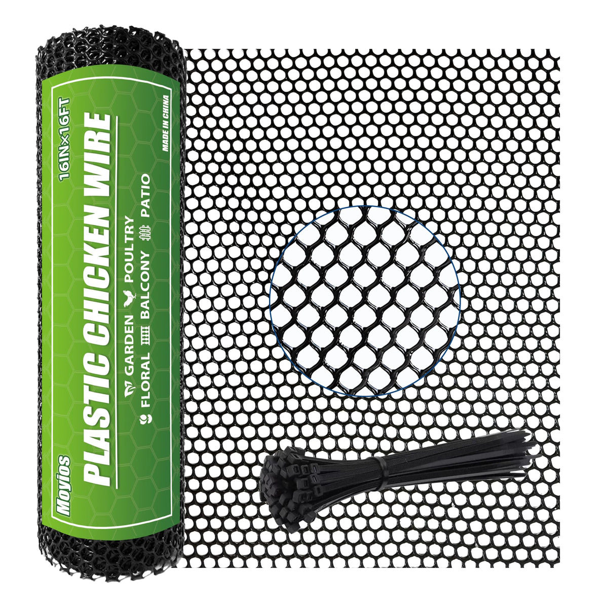 Moyios heavy-duty mesh roll for outdoor fencing provides durable poultry protection.