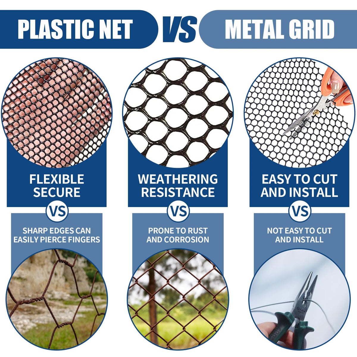 Moyios matte black finish mesh blends into landscapes for discreet barriers.