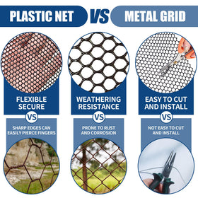 Moyios matte black finish mesh blends into landscapes for discreet barriers.