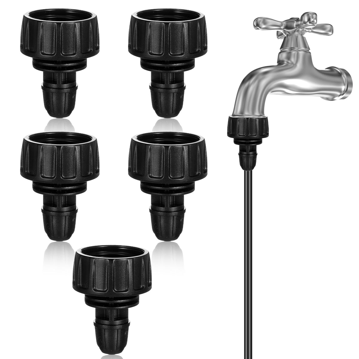 Mozeat Lens 3-4in garden hose to 1-4in drip fitting for quick irrigation setup