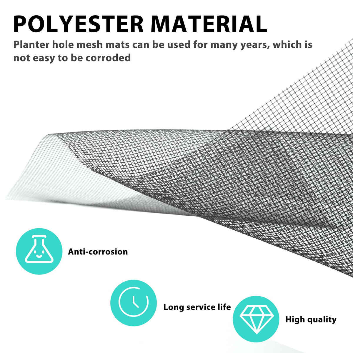 Mozeat Lens polyethylene mesh close-up showing sturdy, durable material.