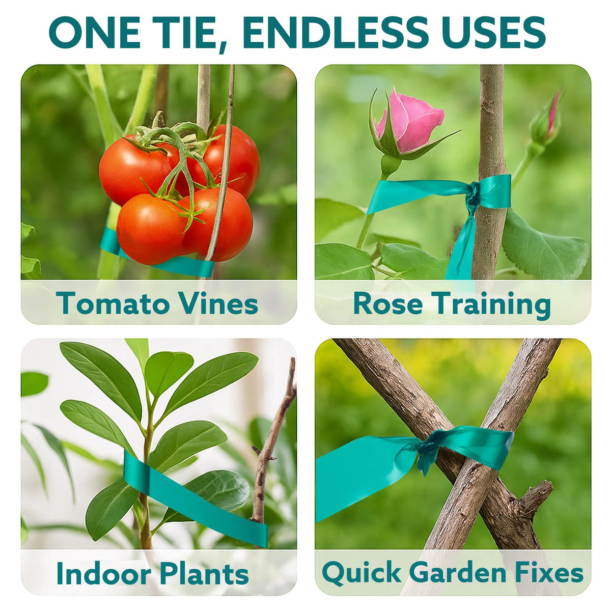 MOZZPAD plant tie tape securing branches without sticky residue.