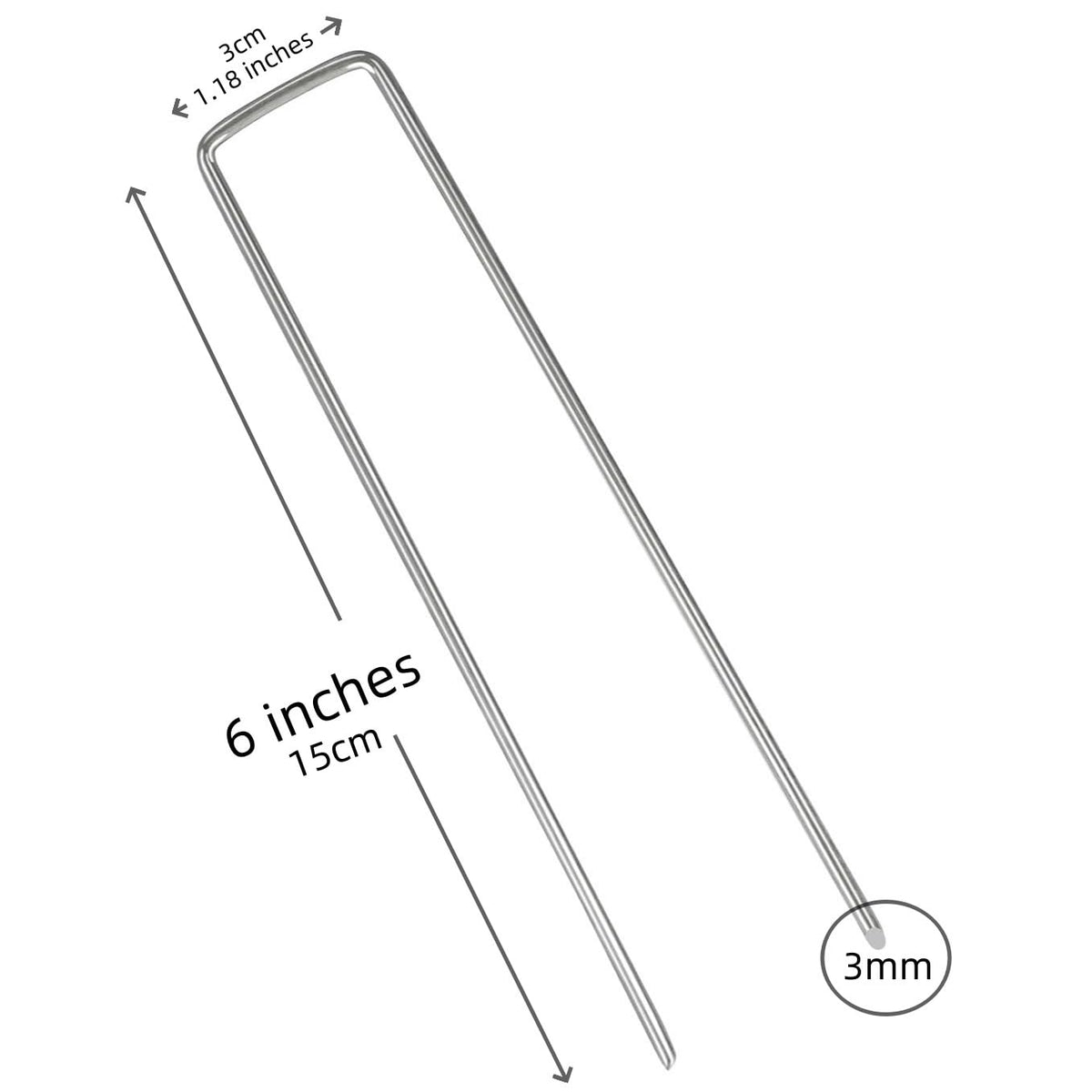 MPHKFDE 6-inch stake with U-shaped grip for a strong netting anchor.