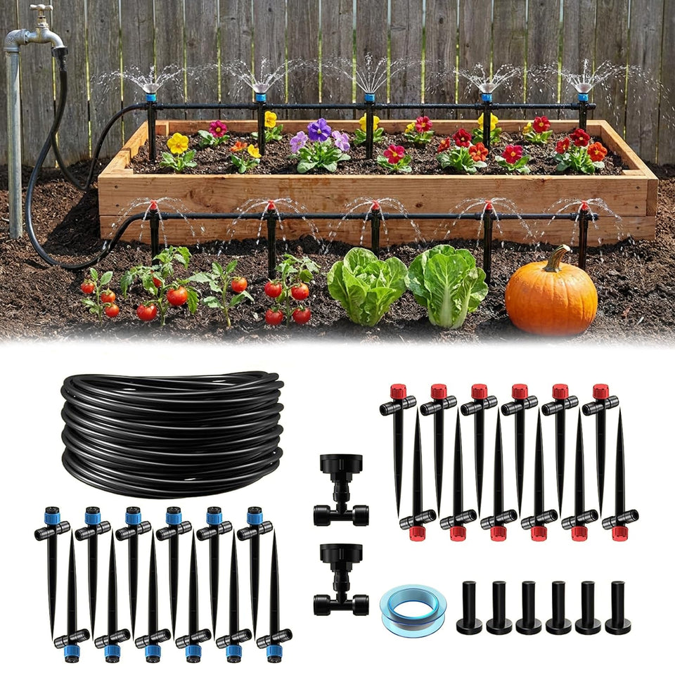 MQHUAYU drip irrigation kit: quick, tool-free assembly for easy garden setup