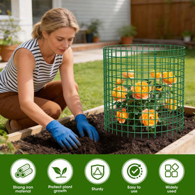 MQHUAYU 13x13 green metal wire mesh cages blend with garden while protecting plants