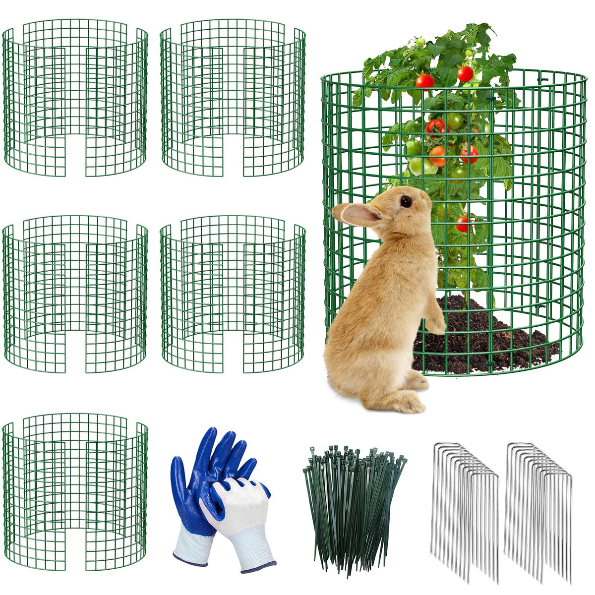 MQHUAYU 6-pack plant protectors round cages shield seedlings from rabbits