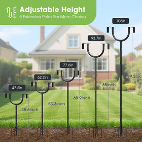 MQHUAYU bird feeder pole shown at multiple height positions for birds.