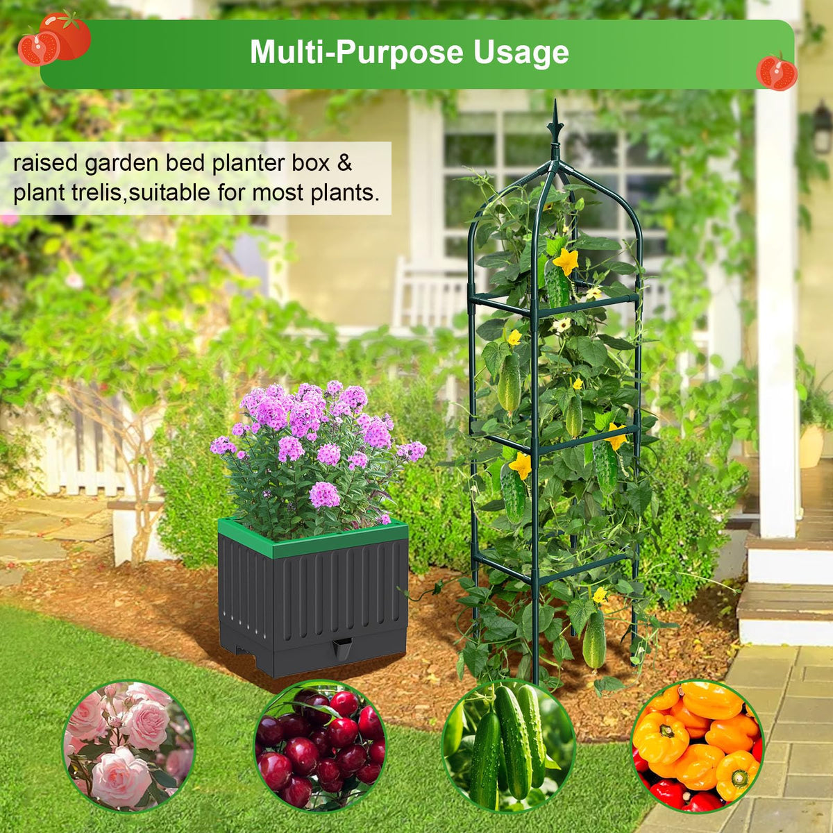 MQHUAYU black finish raised bed adds sleek outdoor style