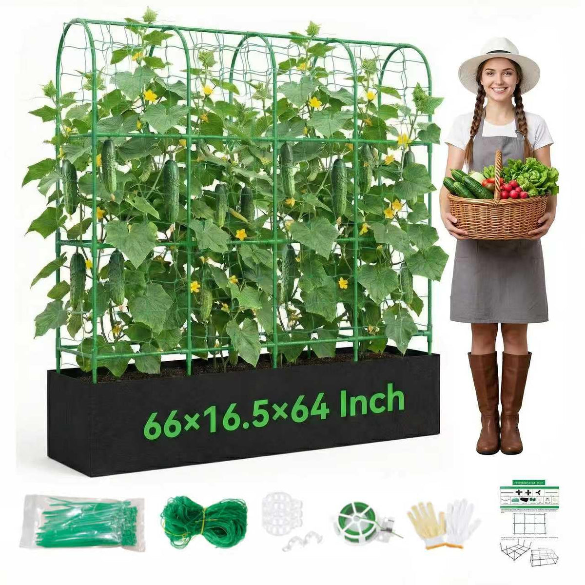 MQHUAYU cucumber trellis arch 66in supports climbing plants for easy harvest.