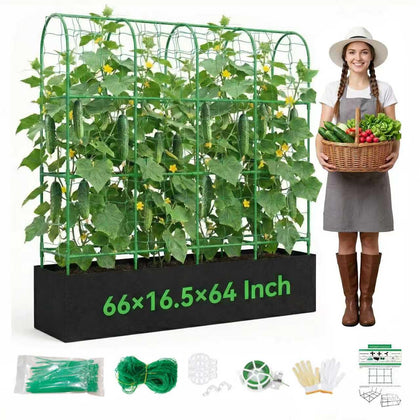 MQHUAYU cucumber trellis arch 66in supports climbing plants for easy harvest.