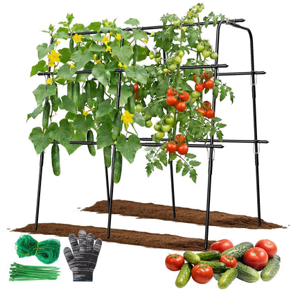 MQHUAYU cucumber trellis U-frame 63in for vertical growth in raised beds.