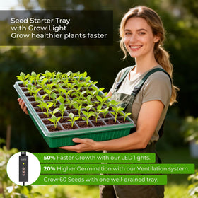 MQHUAYU seed starter tray with grow lights providing even illumination for sprouts