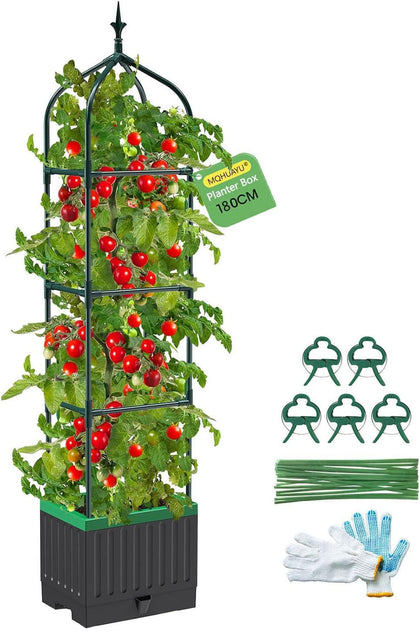 MQHUAYU raised garden bed with trellis side view supports climbing plants