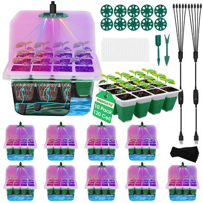 MQHUAYU self-watering seed tray front view with integrated water reservoir for steady moisture
