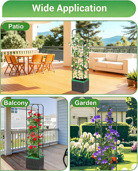 MQJIAZHI balcony patio indoor garden planter with trellis setup