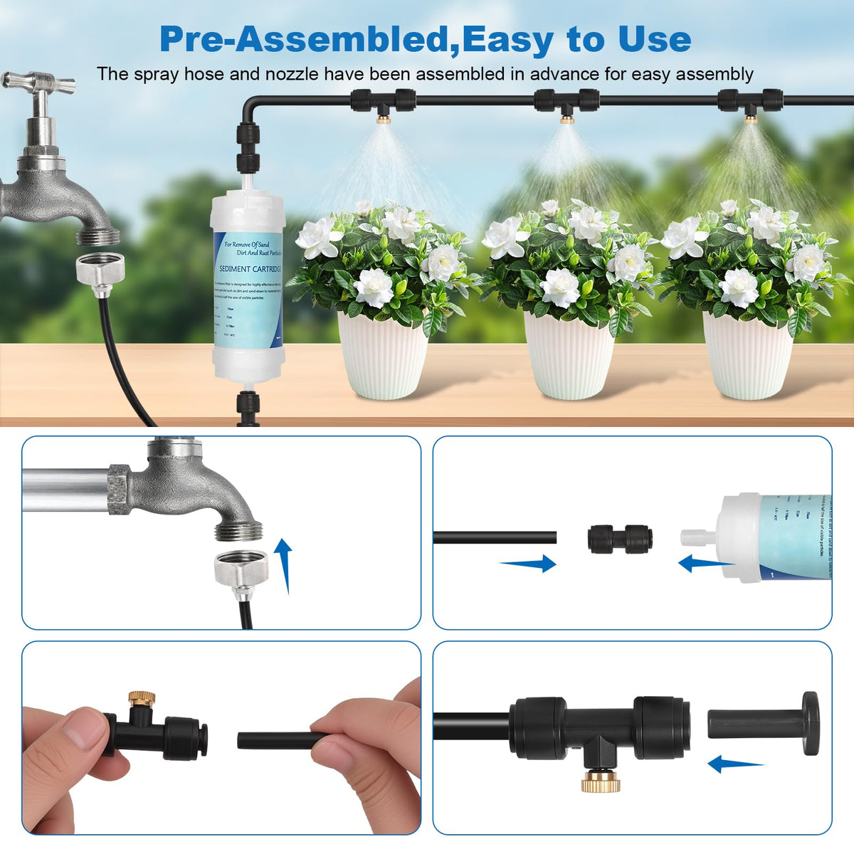 MQJIAZHI brass nozzle close-up showing precision spray.