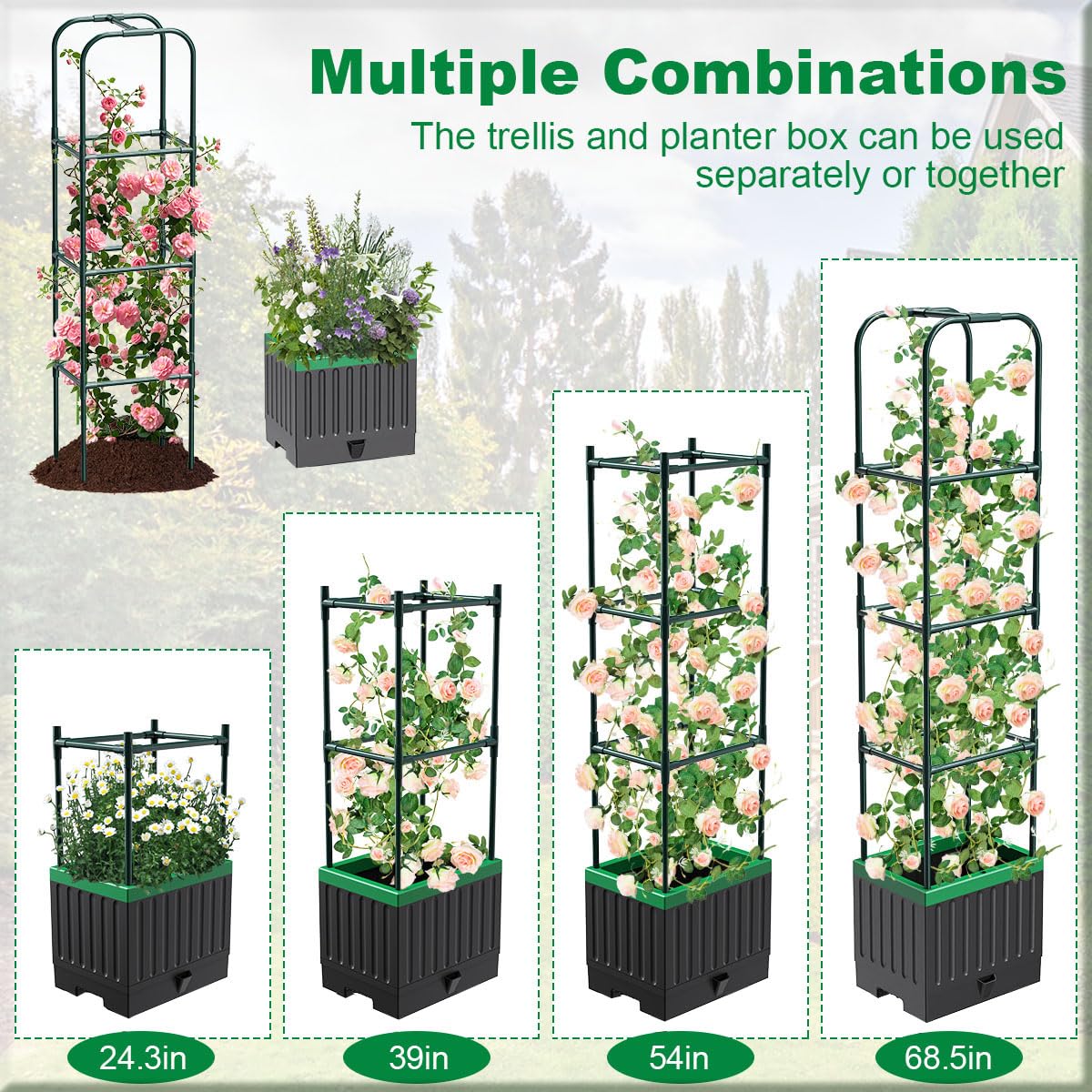 MQJIAZHI durable PP trellis planter box withstands outdoor use