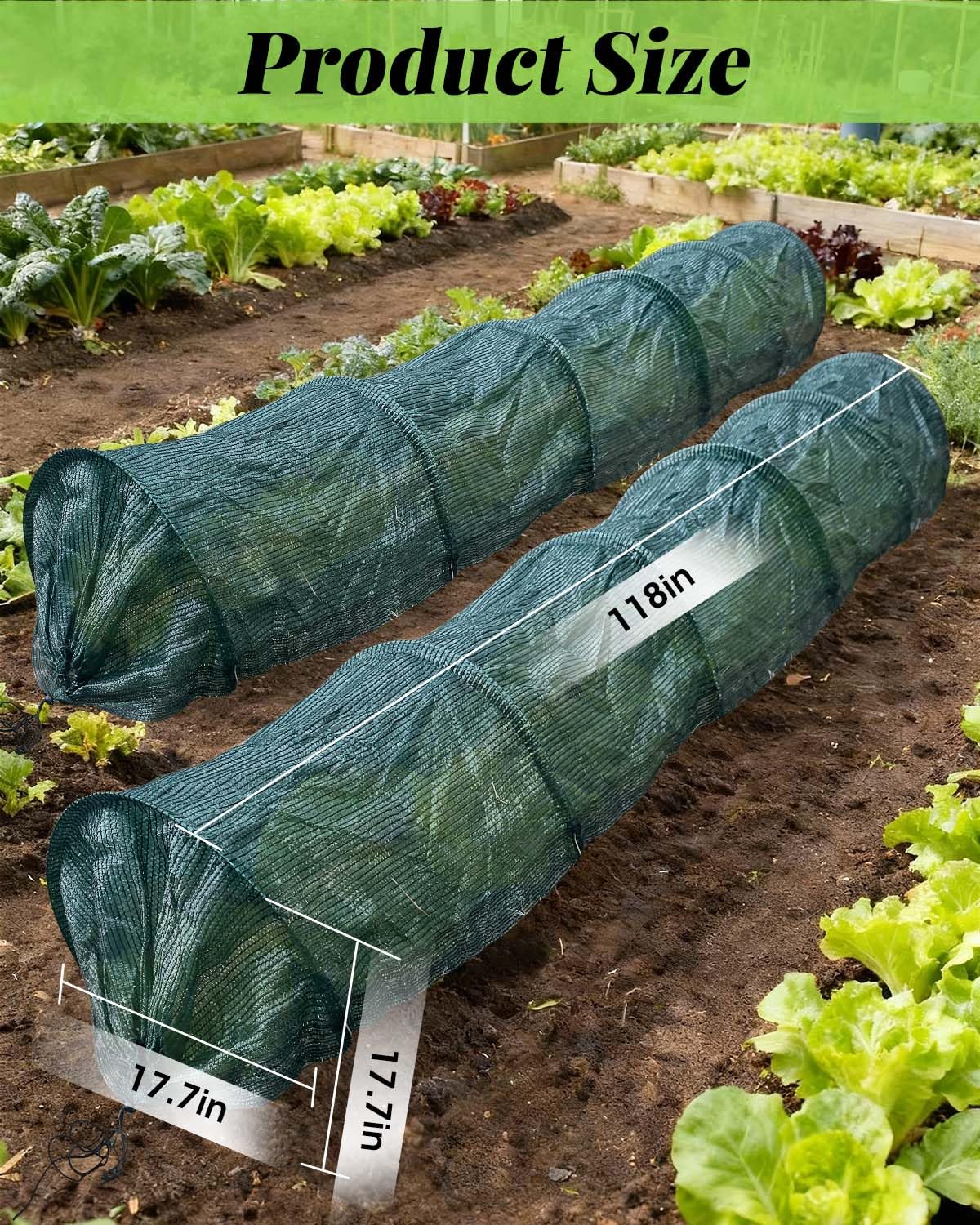 MQJIAZHI garden tunnel setup with hoops enables easy plant care along rows.