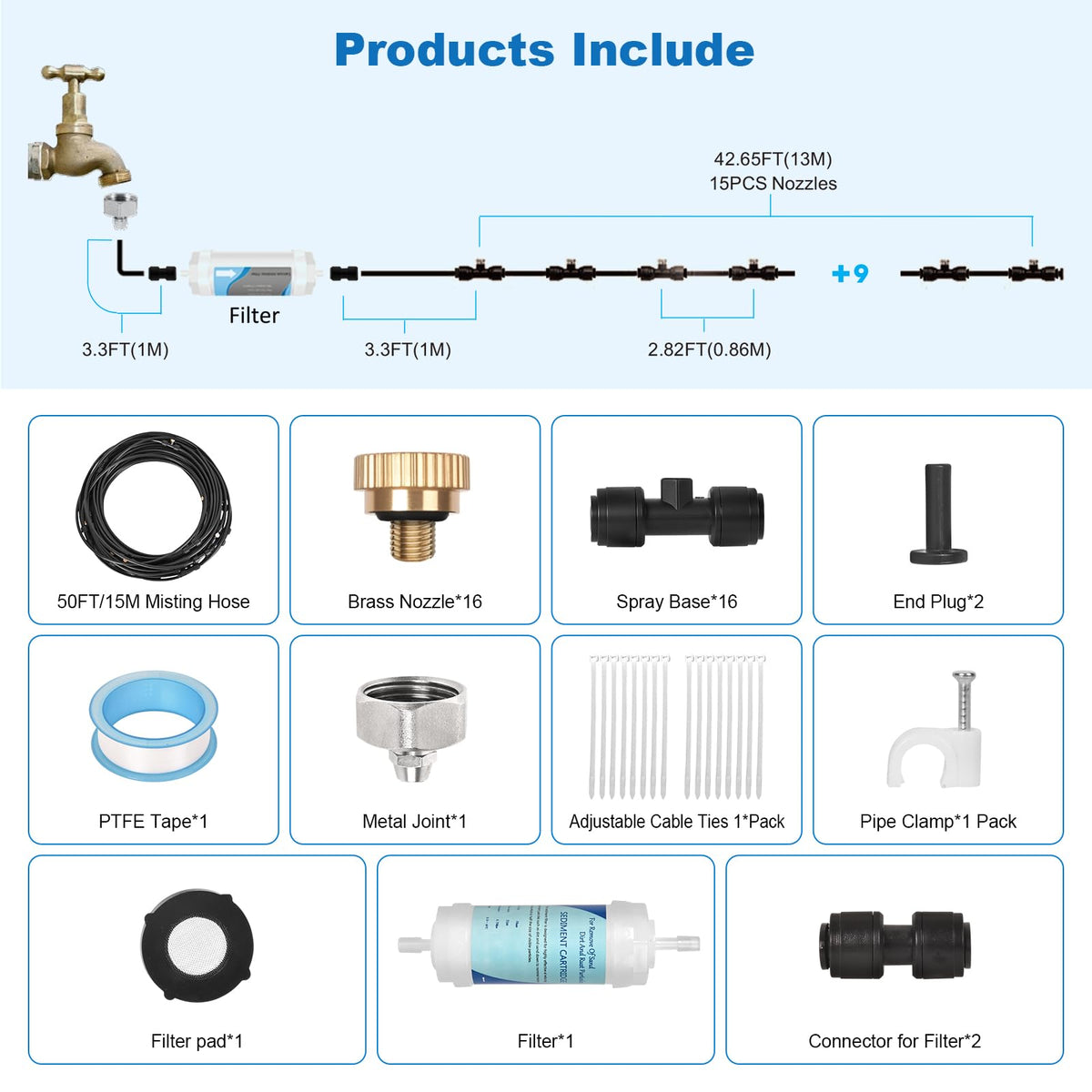 MQJIAZHI installation-free outdoor misting system mounted on a garden wall.