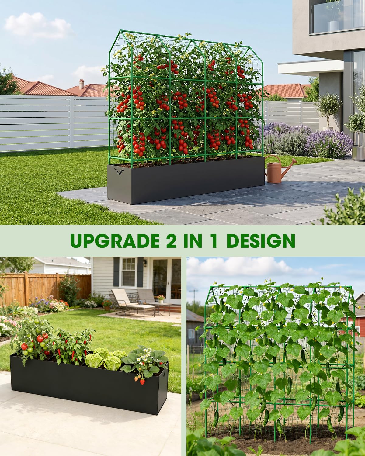 Heavy-duty steel frame with rust-resistant coating for durability outdoors.