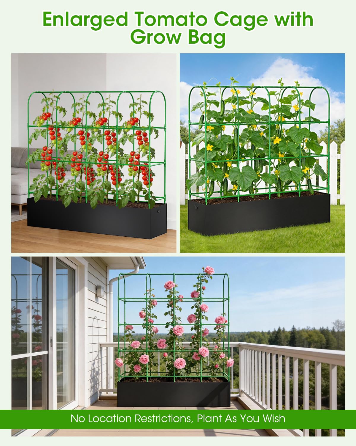 MQJIAZHI thriving vegetables and blooms supported by sturdy trellis system