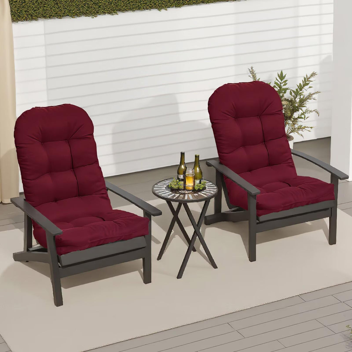 MQK tufted design cushion adds stylish support for high-back chairs.