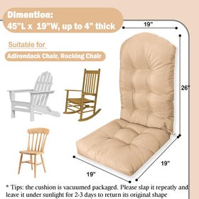 MQK Adirondack cushion demonstrates fluffing and sun-drying care.