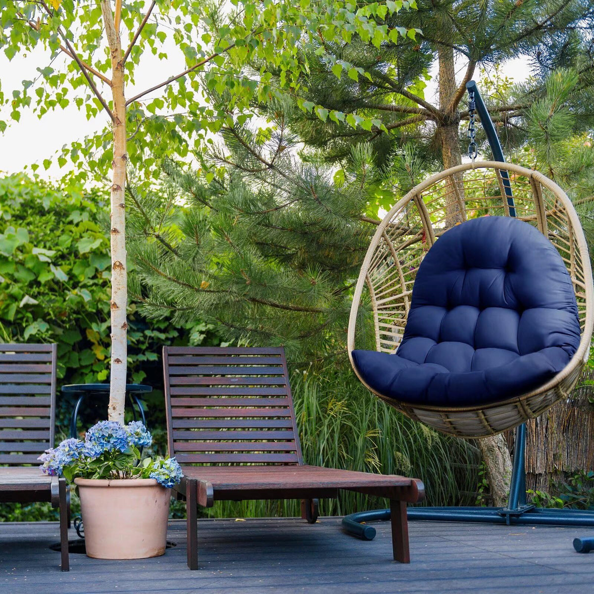 MQK egg chair cushion features a soft cotton cover for skin-friendly seating.