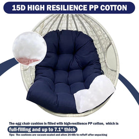 MQK fits many egg chairs up to 48x32 inches and 7 inches thick.
